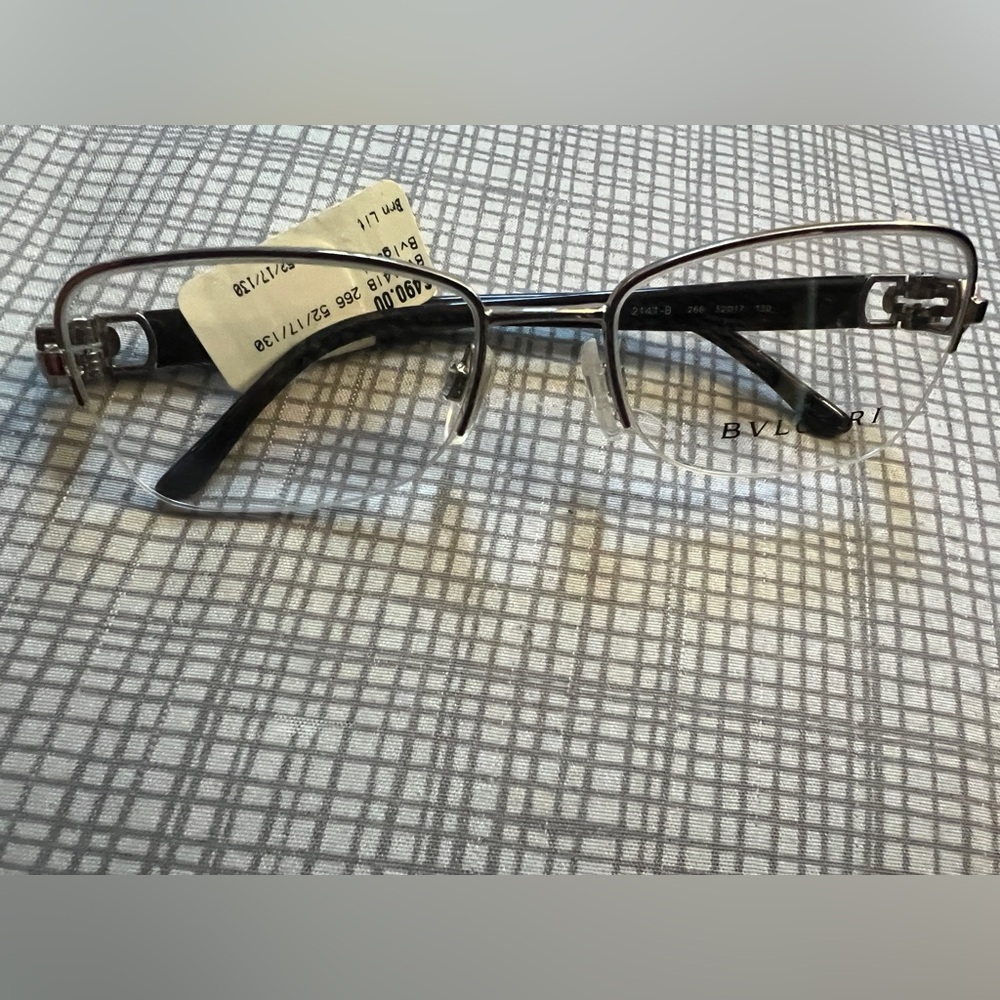 Bulgari Women's Black and Silver Frame Glasses